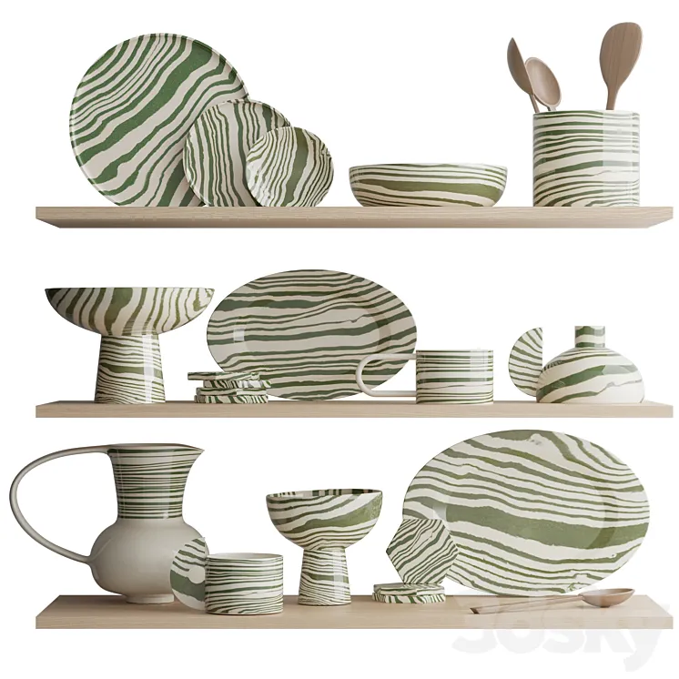 Set of dishes 3DS Max Model