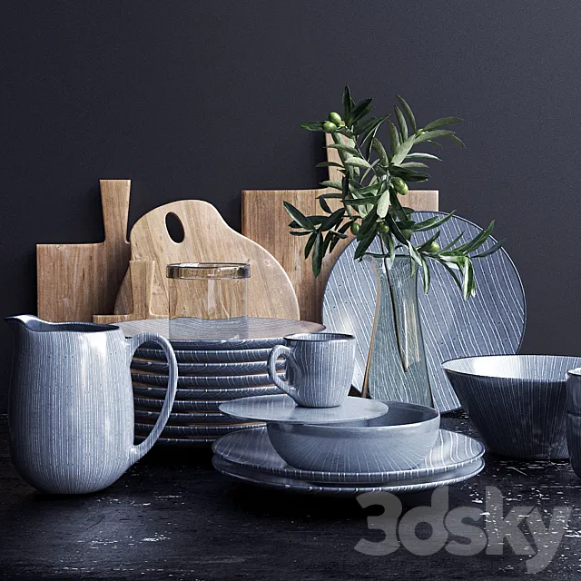 Set of dishes Вroste copenhagen Nordic Sand 3ds Max