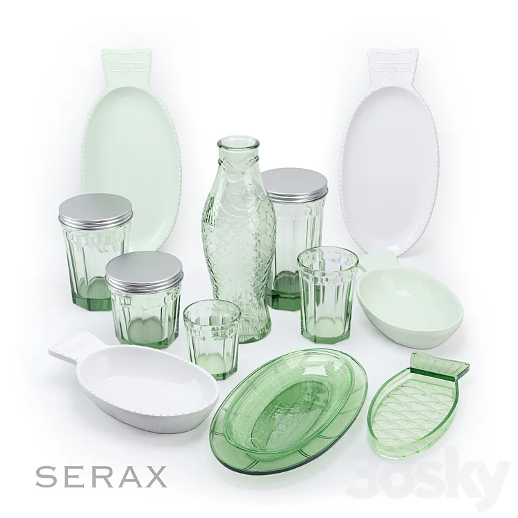 Set of dishes Fish & Fish 3DS Max