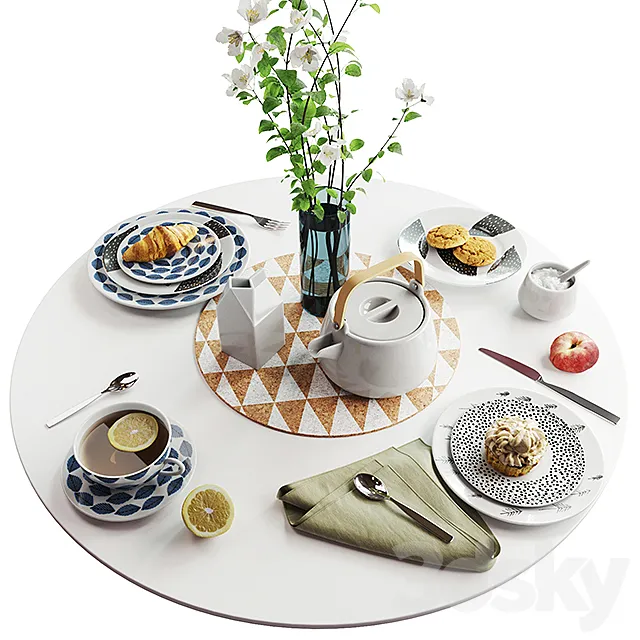 Set of dishes in Scandinavian style 3ds Max