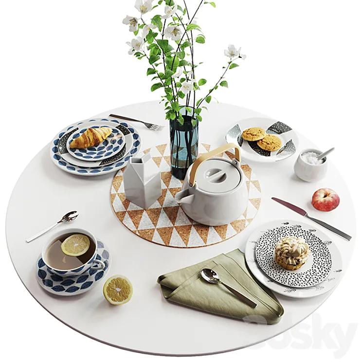 Set of dishes in Scandinavian style 3DS Max