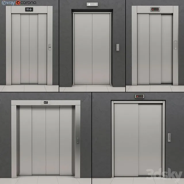 Set of doors for elevators Kone 3dsMax Model