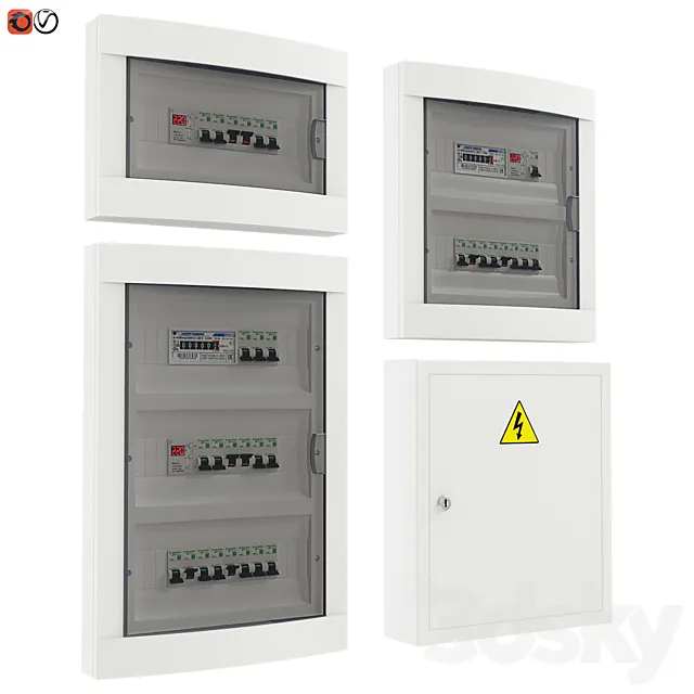 Set of electrical panels 3ds Max