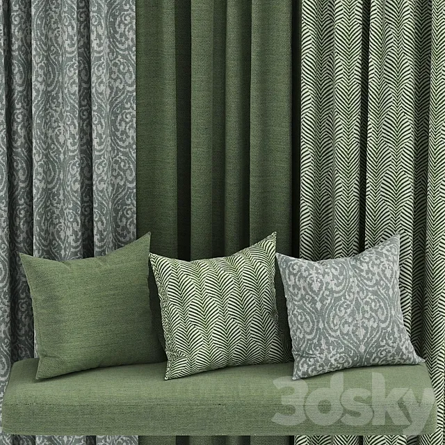 set of fabric materials in green colors 3DS Max Model