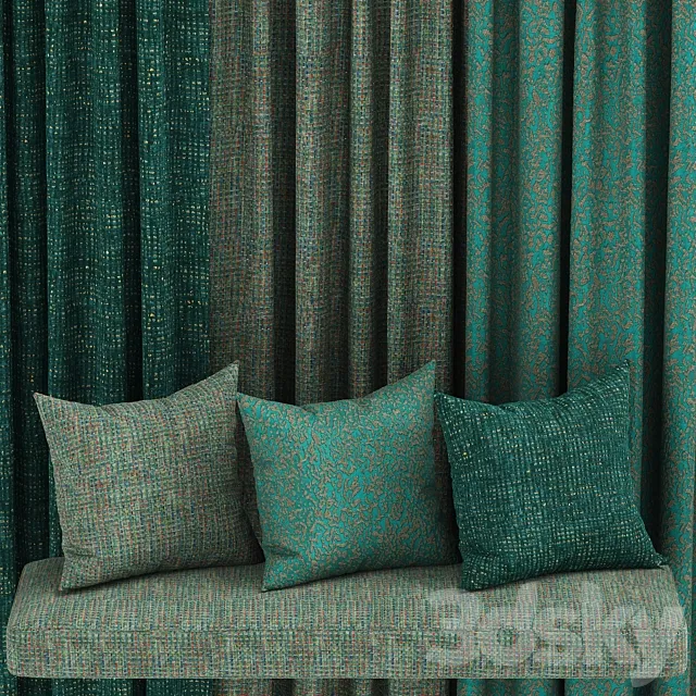 set of fabric materials in green tones3 3DS Max Model