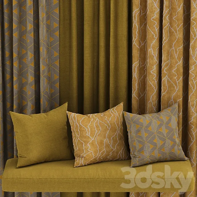 set of fabric materials in yellow tones 3ds Max