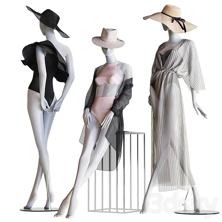 Set of female beachwear on mannequins 3DS Max Model