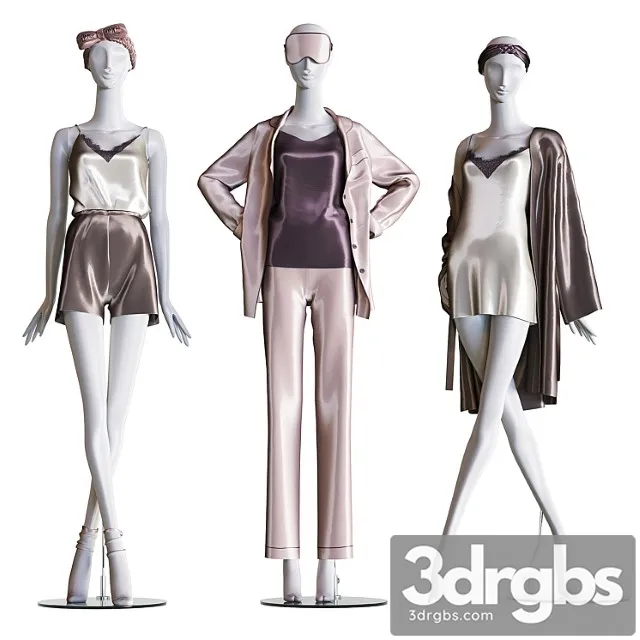 Set of Female Home Clothes On Mannequins 3dsmax Download