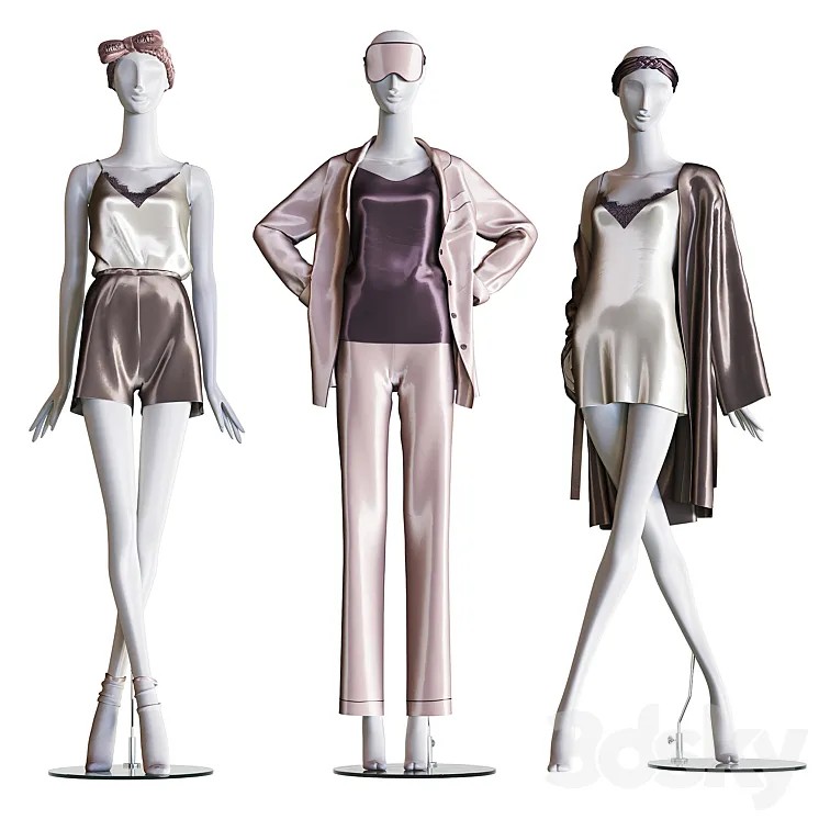 Set of female home clothes on mannequins 3DS Max Model