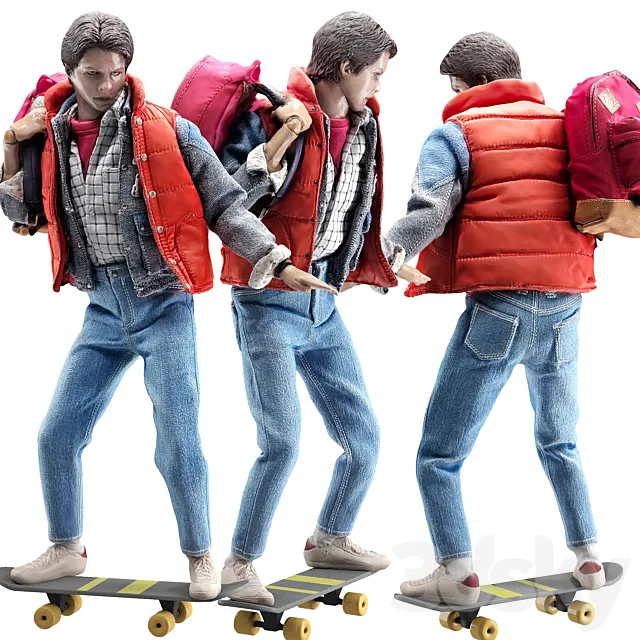 set of figures 3 Doc Brown and Marty McFly 3DS Max Model