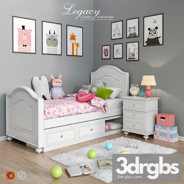 Set of Furniture and Accessories for The Bedroom Legacy Classic Set 4 3dsmax Download