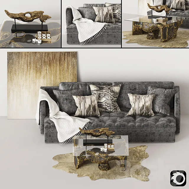 Set of furniture and decor 3ds Max