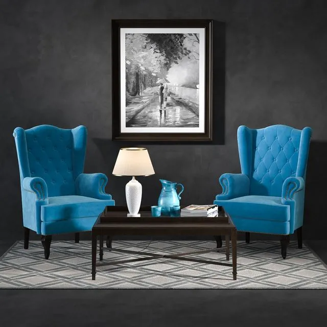 Set of furniture armchair fabric carpet picture journal 3dsMax Model
