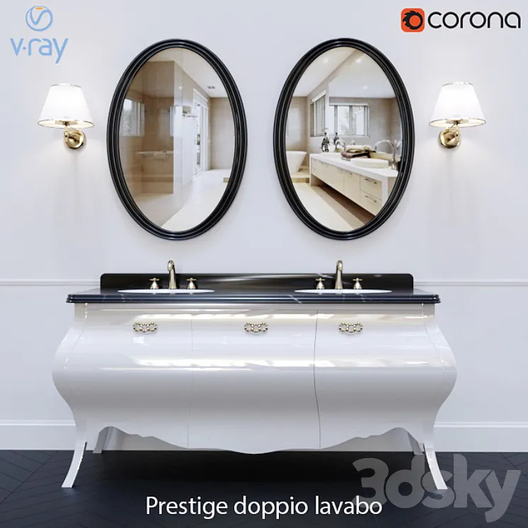 Set of furniture Eurodesign Prestige doppio lavabo \/ White painted 3DS Max
