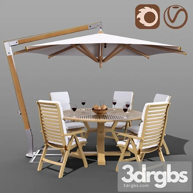 Set of garden furniture brafab with a garden way umbrella 2 3dsmax Download