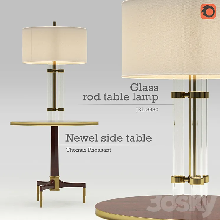 Set of Glass Rod Table Lamp (JRL-8990) & Newel Side Table by Thomas Pheasant (No. 8660) 3DS Max