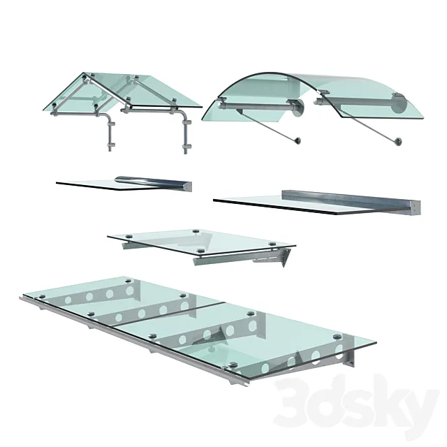 Set of glass visors Vordach 3dsMax Model