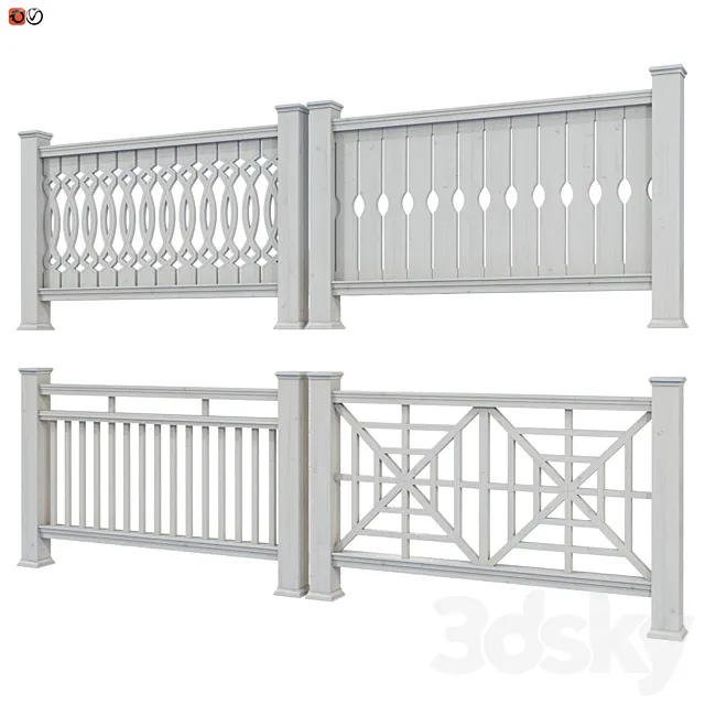 Set of handrails and terrace railing 4 3dsMax Model