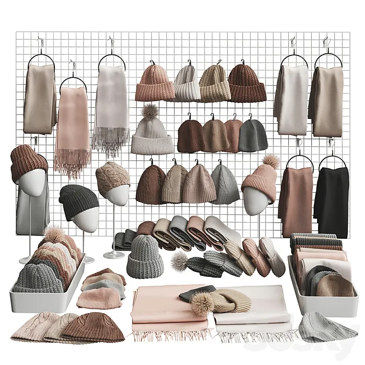 Set of hats and accessories 01 3DS Max