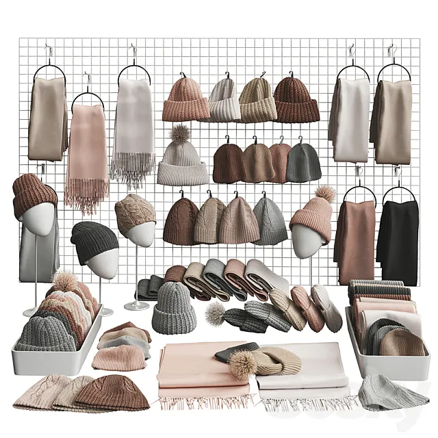 Set of hats and accessories 01 3DSMax File