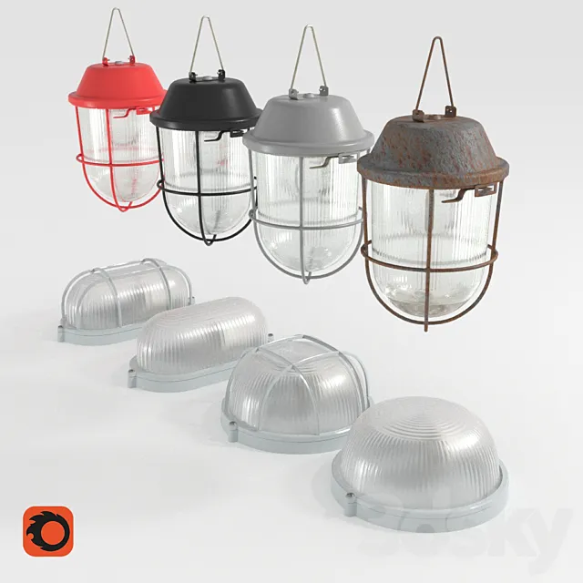 Set of housing and communal services lamps 3ds Max