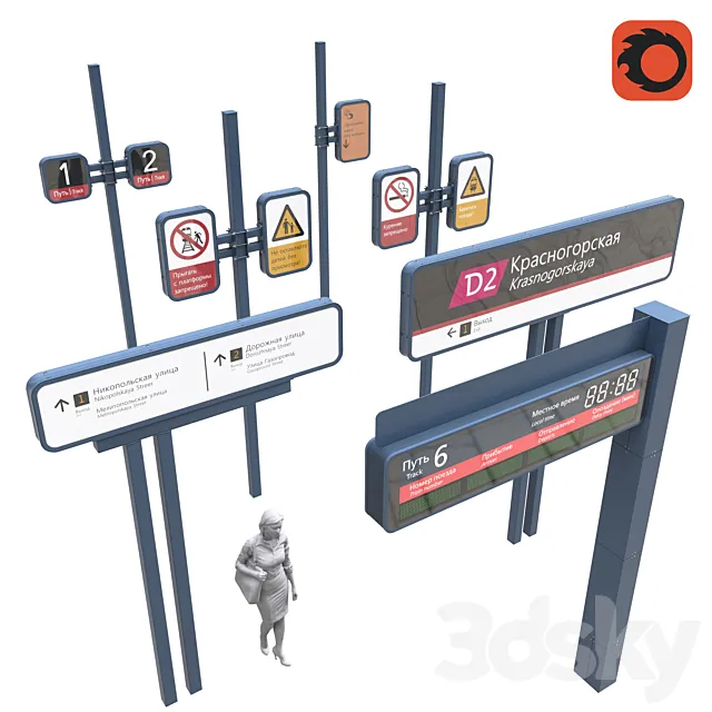 Set of info poles WDC 3DS Max Model