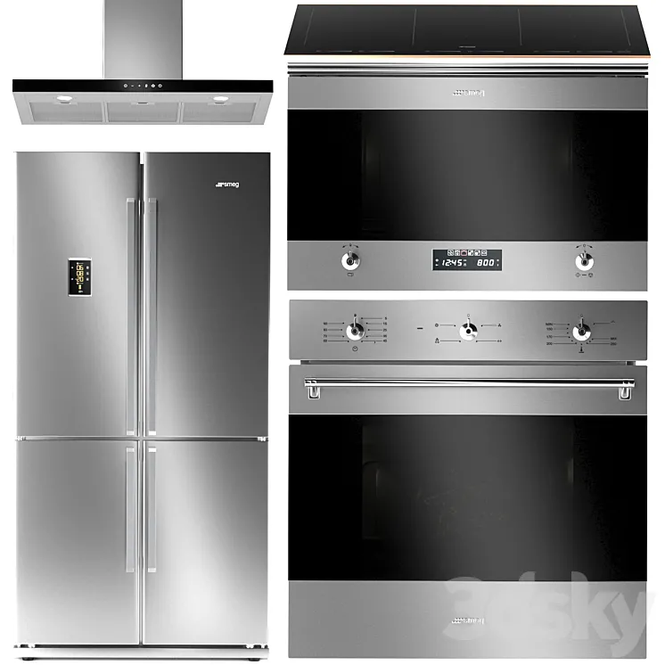 Set of kitchen appliances Smeg 4 3DS Max