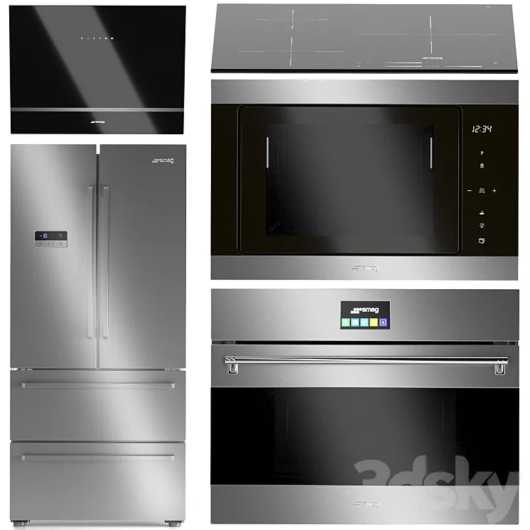 Set of kitchen appliances Smeg 5 3DS Max