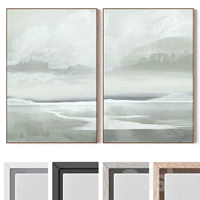 Set of large wall paintings 3164 3ds Max