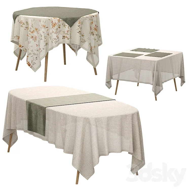 Set of linen tablecloths 3DS Max Model
