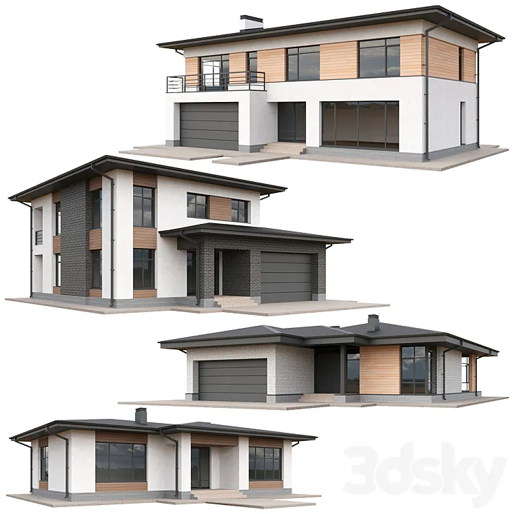 Set of low poly houses 03 3DS Max