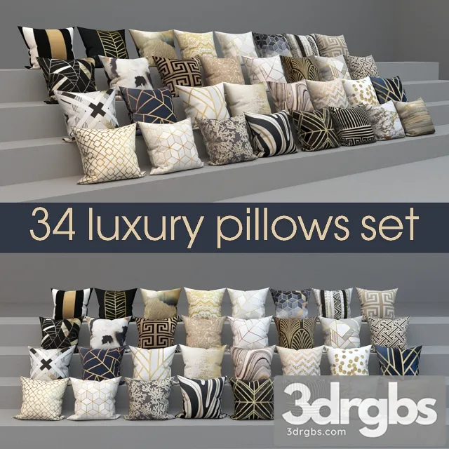 Set Of Luxury 34 Pillows 3dsmax Download