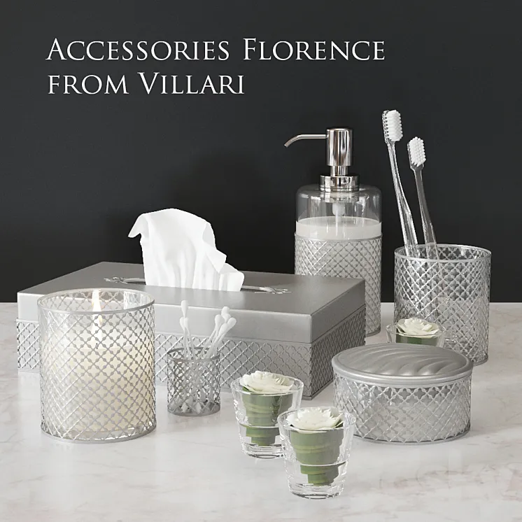 Set of luxury accessories for the bathroom from Florence Villari 3DS Max