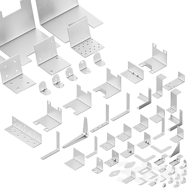 Set of metal corners brackets and fasteners 3DS Max Model