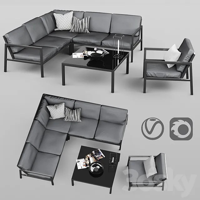 set of metal outdoor furniture Brafab Belforb 3ds Max
