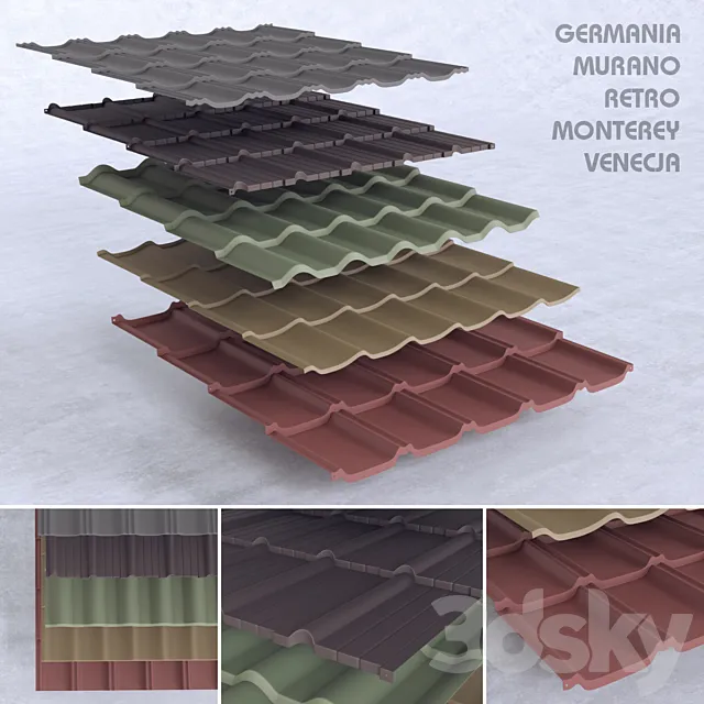 Set of metal tile 3DS Max Model