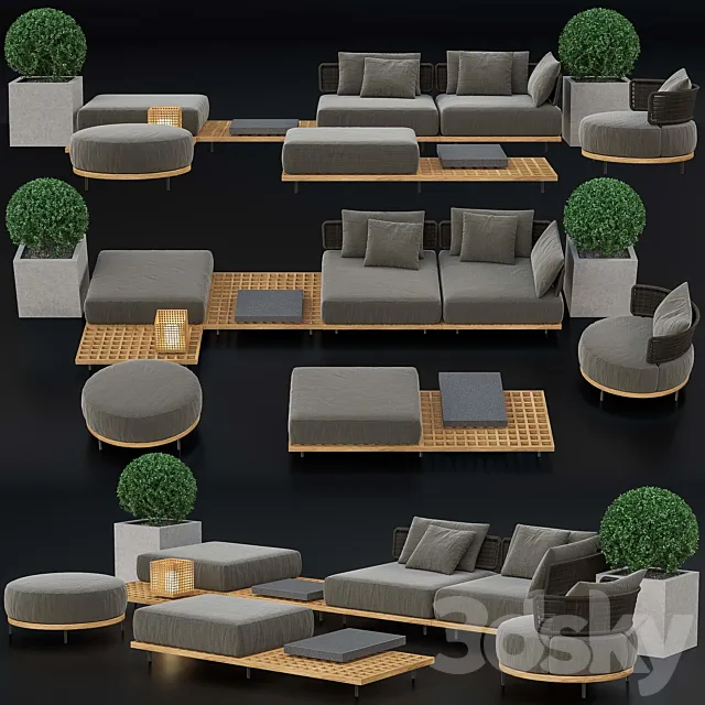 Set of Minotti Quadrado furniture 3DS Max Model