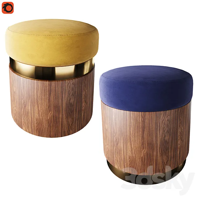 Set of modern ottomans_6 3ds Max