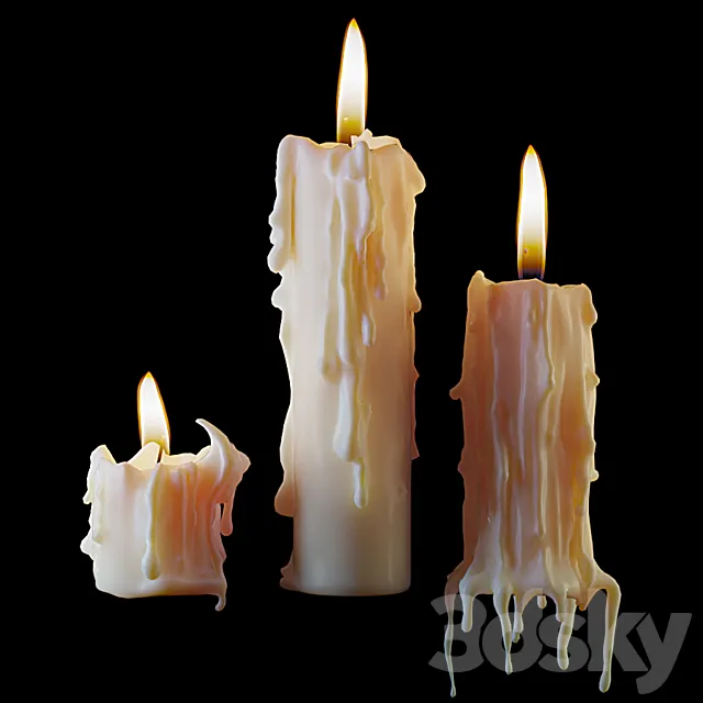 Set of molten candles 2 3DS Max Model