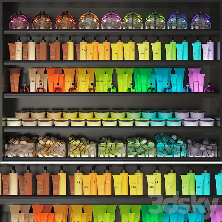 Set of multi-colored cosmetics. Beauty saloon 3DS Max