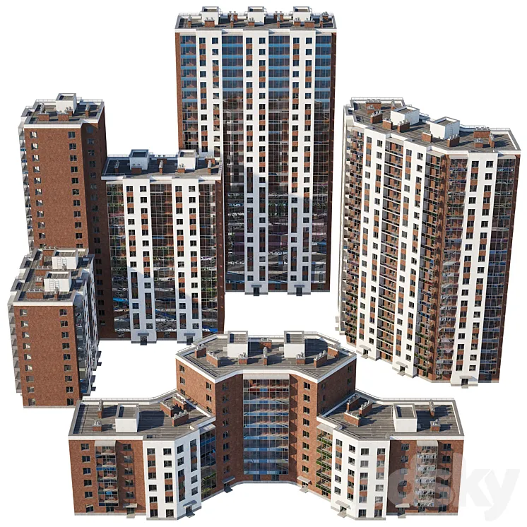 Set of multi-storey buildings 3DS Max