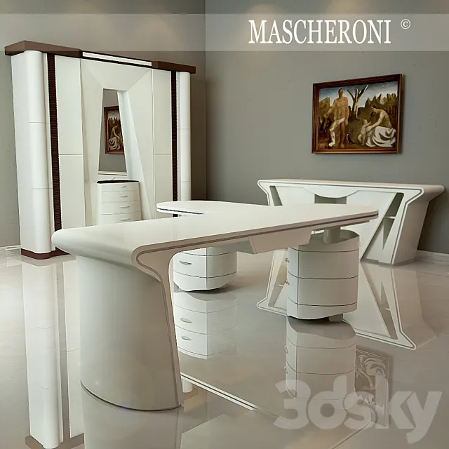 Set of office furniture MASCHERONI 3ds Max