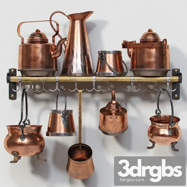 Set of old copper utensils 3dsmax Download