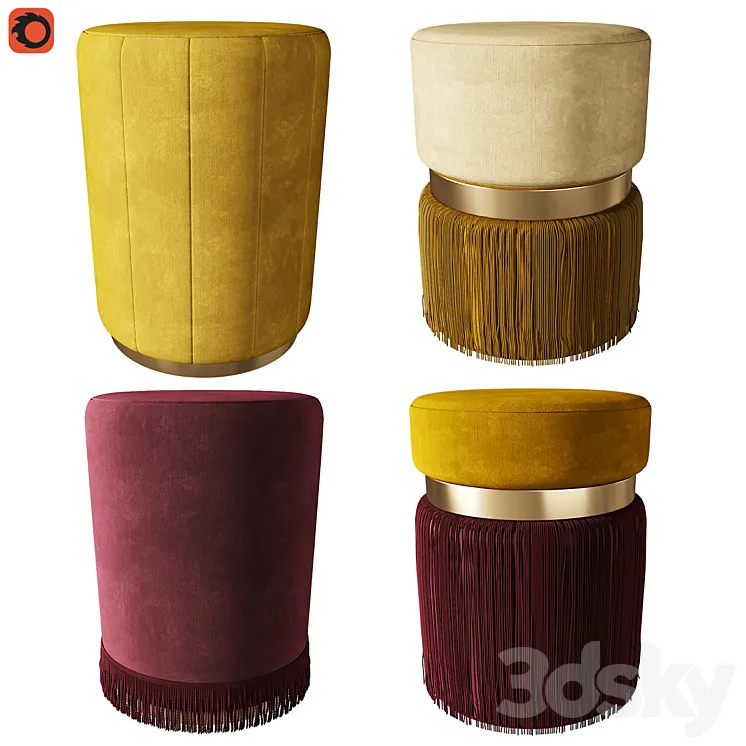 Set of ottomans 2 3DS Max