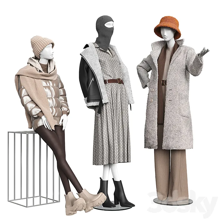 Set of outerwear on mannequins 3DS Max Model