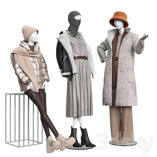Set of outerwear on mannequins 3DSMax File