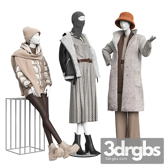 Set of outerwear on mannequins