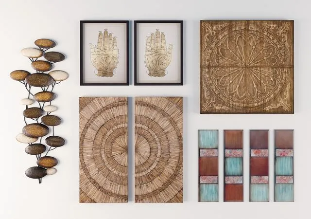 Set of paintings and decorations for walls 3dsMax Model