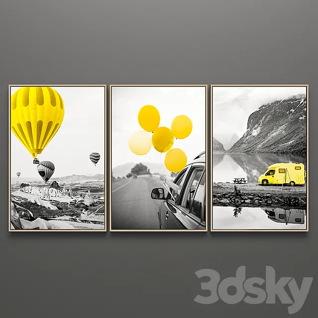 Set of paintings triptych 116 3DS Max Model