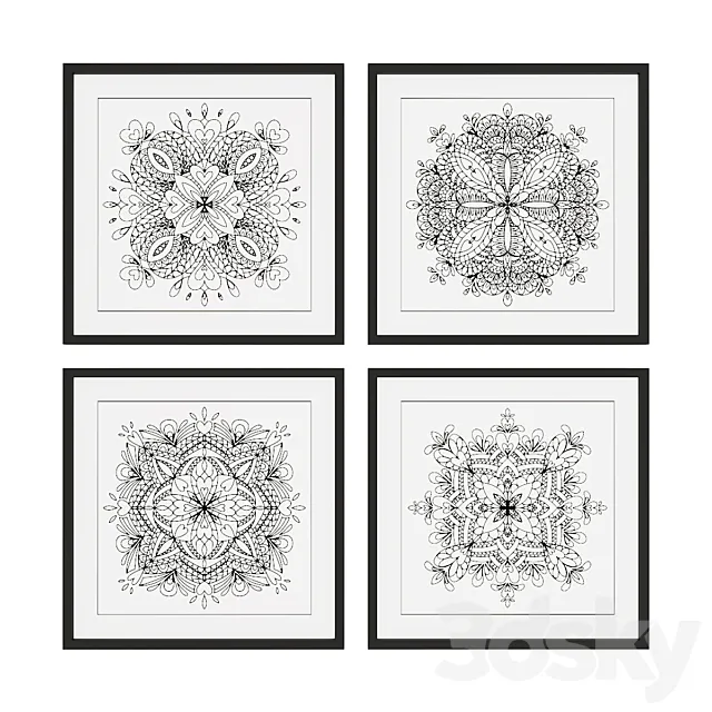 Set of pictures with mandalas 3ds Max